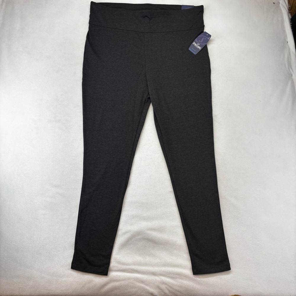 Spalding Leggings Women 2X Heather Grey High Waist 4-Way Stretch New Workout - Picture 3 of 8